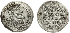 Poland 3 Groszy 1596 Wschow. Sigismund III Vaza(1587–1632). Averse: Crowned bust. Reverse: Value and armorial above legend; date and mintmaster below....