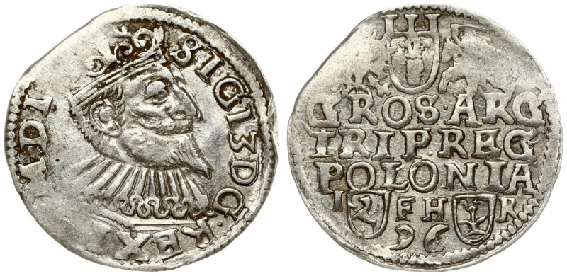 Poland 3 Groszy 1596 Poznan. Sigismund III Vasa (1587-1632). Crown coins. Averse...