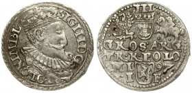 Poland 3 Groszy 1597 Olkusz. Sigismund III Vasa (1587-1632). Averse: Crowned bust. Reverse: Value and armorial above legend; date and mintmaster below...