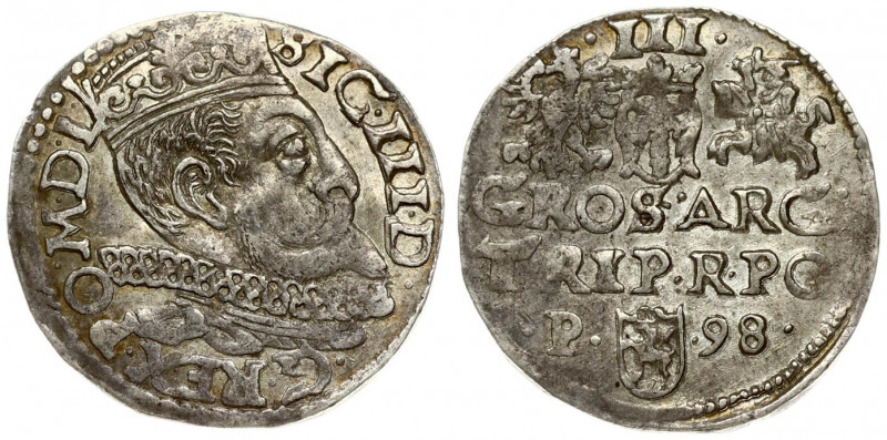 Poland 3 Groszy 1598 Poznan. Sigismund III Vasa (1587-1632). Crown coins. Averse...