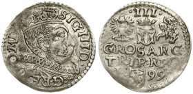 Poland 3 Groszy 1599 Poznan. Sigismund III Vasa (1587-1632). Crown coins. Averse: Crowned bust right. Reverse: Value; divided date; symbols and two-li...