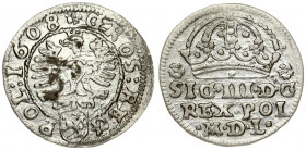 Poland 1 Grosz 1608 Krakow. Sigismund III Vasa (1587-1632). Averse: Large crown above legend. Reverse: Eagle with shield on breast. Very well preserve...