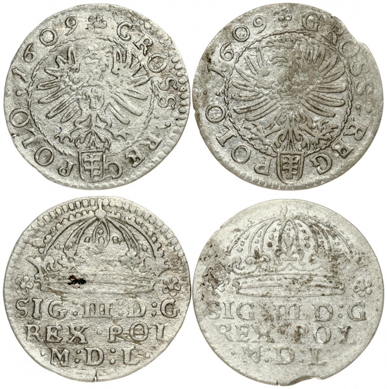Poland 1 Grosz 1609. Sigismund III Vaza(1587–1632). Averse: Large crown above le...