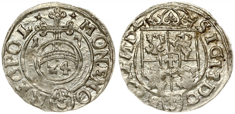 Poland 1/24 Thaler 1617 Bydgoszcz. Sigismund III Vasa (1587-1632). Averse: Crown...