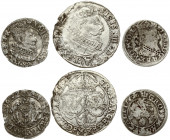Poland 6 Groszy 1625 Krakow & Gdansk 1 Grosz 1627 & Lithuania 1 Grosz 1626 Vilnius. Sigismund III Vasa (1587-1632). Averse: Crowned bust right. Revers...