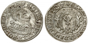 Poland Gdansk 1 Grosz 1627 Sigismund III Vaza(1587–1632). Averse: Crowned bust of Sigismund III right. Reverse: Oval arms in inner circle; date in leg...