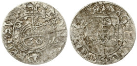 Poland 1/60 Thaler 1632 Elblag. Gustaw II Adolf (1617–1632) - Swedish occupation; poltorak 1632; Elblag. number 60 in an apple; Silver. Ahlström 4b (R...