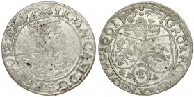 Poland 6 Groszy 1661 GBA Lviv. John II Casimir Vasa (1649–1668). Averse: Large crowned bust right in linear circle. Reverse: Crown above three shields...