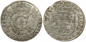 Poland 1 Gulden (Tymf) 1663 AT. John II Casimir Vasa (1649–1668). Averse: Crowned monogram. Reverse: Crowned shield; XXX GRO on shield. (no T in EST (...