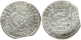 Poland 1 Gulden (Tymf) 1663 AT Bydgoszcz. John II Casimir Vasa (1649–1668). Averse: Crowned monogram. Reverse: Crowned shield; XXX GRO on shield. (MON...