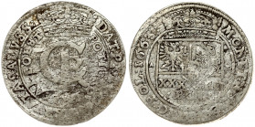 Poland 1 Gulden (Tymf) 1663 AT Bydgoszcz. John II Casimir Vasa (1649–1668). Averse: Crowned monogram. Reverse: Crowned shield; XXX GRO on shield. (.SA...