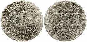 Poland 1 Gulden (Tymf) 1664 AT. John II Casimir Vasa (1649–1668). Averse: Crowned monogram. Reverse: Crowned shield; XXX GRO on shield. Silver. KM 120...