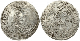Poland THORN 18 Groszy 1664 HDL John II Casimir Vasa (1649-1668). Averse Lettering: IOAN CAS D G R POL & SVE M D L R P. Reverse Lettering: MONETA NOVA...