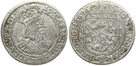 Poland 18 Groszy 1664 AT Krakow. John II Casimir Vasa (1649–1668). Averse: Crowned portrait bust right. Reverse: Crowned shield. Silver. Scratches. Ko...