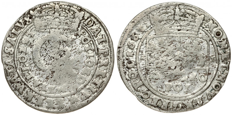 Poland 1 Gulden (Tymf) 1665 AT Bydgoszcz. John II Casimir Vasa (1649–1668). Aver...