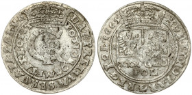 Poland 1 Gulden (Tymf) 1665 AT. John II Casimir Vasa (1649–1668). Averse: Crowned monogram. Reverse: Crowned shield; XXX GRO on shield. (in the word P...