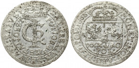 Poland 1 Gulden (Tymf) 1666 AT. John II Casimir Vasa (1649–1668). Averse: Crowned monogram. Reverse: Crowned shield; XXX GRO on shield. Silver. KM 120...