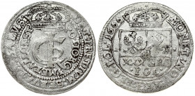 Poland 1 Gulden (Tymf) 1666 AT Bydgoszcz. John II Casimir Vasa (1649–1668). Averse: Crowned monogram. Reverse: Crowned shield; XXX GRO on shield. Silv...