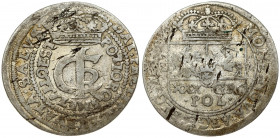 Poland 1 Gulden (Tymf) 1666 AT. John II Casimir Vasa (1649–1668). Averse: Crowned monogram. Reverse: Crowned shield; XXX GRO on shield. Silver. Scratc...