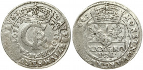 Poland 1 Gulden (Tymf) 1666 AT. John II Casimir Vasa (1649–1668). Averse: Crowned monogram. Reverse: Crowned shield; XXX GRO on shield. Silver. KM 120...