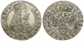 Poland 6 Groszy 1667 TLB. John II Casimir Vasa (1649–1668). Averse: Large crowned bust right in linear circle. Reverse: Crown above three shields. Sil...