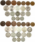 Australia 1/2-1 Penny & 50 Cents & 1 Florin (1912-1970). Averse: Head left. Reverse: Arms. Silver. (included florin 1935-62x7).Silver. Bronze. Copper-...