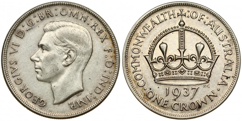 Australia 1 Crown 1937(m) George VI(1936-1952). Averse: Head left. Reverse: Crow...