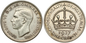 Australia 1 Crown 1937(m) George VI(1936-1952). Averse: Head left. Reverse: Crown above date and value. Edge Description: Reeded. Silver. KM 34
