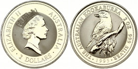 Australia 2 Dollars 1995 Elizabeth II(1952-). Averse: Crowned head right; denomination below. Reverse: Kookaburra on branch right; within circle; date...