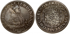Austria 1 Thaler 1574 Hall. Ferdinand II of Tyrol(1564-1595). Averse: Half size crowned portrait right in armour; 2 lines of designs on the armour. Le...
