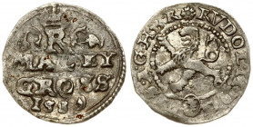 Austria Bohemia 1 Maley Groschen 1589 Rudolf II (1576-1612). Kuttenberg. Averse: Crowned Bohemia lion in a circle. Legend around with mint mark below....