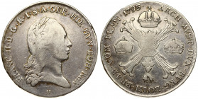 Austrian Netherlands 1 Thaler 1795H Günzburg. Franz II(1792-1835). Averse: Bust right. Reverse: Floriated cross with 3 crowns in upper angles. Silver....