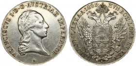 Austria 1 Thaler 1823A Franz II (I)(1792-1835). Averse: Head with short hair right. Reverse: Crowned imperial double eagle. Silver. KM 2163