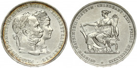 Austria 2 Gulden MDCCCLXXIX (1879) Silver Wedding Anniversary. Franz Joseph I(1848-1916). Averse: Conjoined heads right. Averse Legend: FRANC.IOS.I.D....