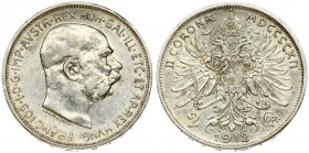 Austria 2 Corona 1912 Franz Joseph I(1848-1916). Averse: Head right. Reverse: Crowned double eagle above date. Silver. KM 2821