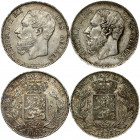 Belgium 5 Francs 1868 & 1873 Leopold II(1865-1909). Averse: Smaller head; engraver's name near rim; below truncation. Averse Legend: LEOPOLD II ROI DE...
