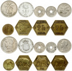 Belgium Belgian Congo 5-50 Centimes & 1-5 Francs (1911-1958). Averse: Denomination; stars flanking. Reverse: African elephant left; date below. Copper...