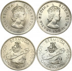 Bermuda 1 Crown 1959 350th Anniversary - Colony Founding. Elizabeth II(1952-). Averse: Crowned head right. Reverse: Map of islands with ships 'Deliver...