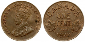 Canada 1 Cent 1923. George V(1910-1936). Averse: King's bust left. Reverse: Denomination above date; leaves flank. Edge Description: Plain Bronze. KM ...