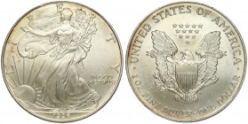 USA 1 Dollar 1996 'American Silver Eagle'. Averse: Walking Liberty. Lettering: L I B E R T Y IN GOD WE TRUST AAW. Reverse: Heraldic eagle with shield....