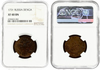 Russia 1 Denga 1731 Anna Ioannovna (1730-1740). Averse: Crowned double-headed eagle. Reverse: Value and date in cartouche. Two lines above the date. C...