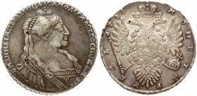 Russia 1 Rouble 1734 Anna Ioannovna (1730-1740). Averse: Bust right. Reverse: Crown above crowned double-headed eagle shield on breast X on tail. 'Typ...
