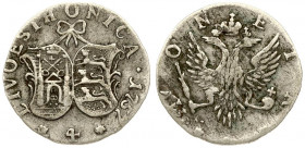 Russia Livonia 4 Kopecks 1757 Elizabeth (1741-1762); "Livonaises" Russia For Livonia. Silver. Edge cordlike rightwards. Silver. Bit. 641