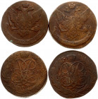 Russia 5 Kopecks 1761 Elizabeth (1741-1762). Averse: Crowned monogram divides date within wreath. Reverse: Crowned double-headed eagle initials below....