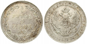 Russia For Poland 3/4 Roubles 5 Zlotych 1835 MW Warsaw Nicholas I (1826-1855). Averse: Shield within wreath on breast 3 shields on wings. Reverse: Val...