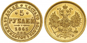 Russia 5 Roubles 1863 СПБ-МИ St. Petersburg. Alexander II (1854-1881). Averse: Crowned double imperial eagle. Reverse: Value text and date within circ...