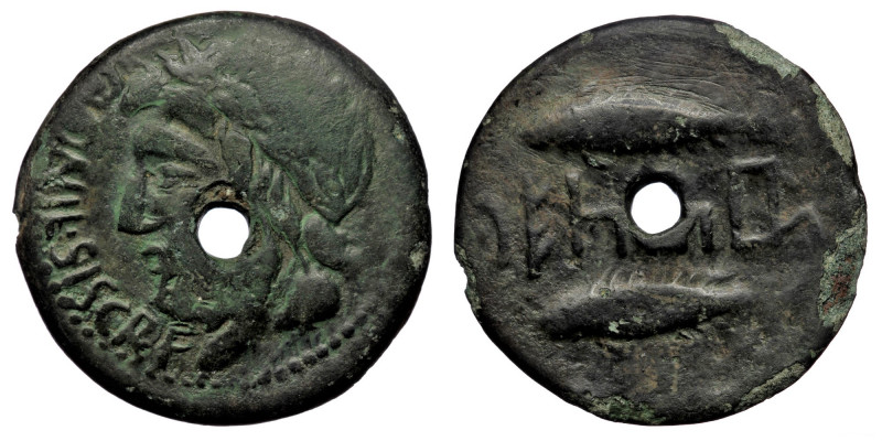 Spain. Salacia-Centouibon. c. 150-100 BC. AE ( Bronze. 10.90 g. 23 mm). 
CAVONIE...