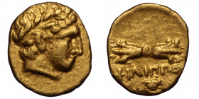 KINGS OF MACEDON. Philip II, 359-336 BC. 1/12 Stater (Gold, 0.71 g. 9 mm), Pella, circa 345/2-328. 
Laureate head of Apollo to right. 
Rev. ΦΙΛΙΠΠΟΥ T...