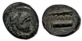 KINGS of MACEDON. Alexander III 'the Great'. 336-323 BC.AE Unit (Bronze. 6.41 g. 18 mm). 
Uncertain mint in Macedon. 
Head of Herakles right, wearing ...