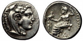 Kingdom of Macedon, Philip III Arrhidaios AR Drachm. Lampsakos, circa 323-317 BC. ( Silver. 4.09 g. 17 mm)
Head of Herakles to right, wearing lion ski...